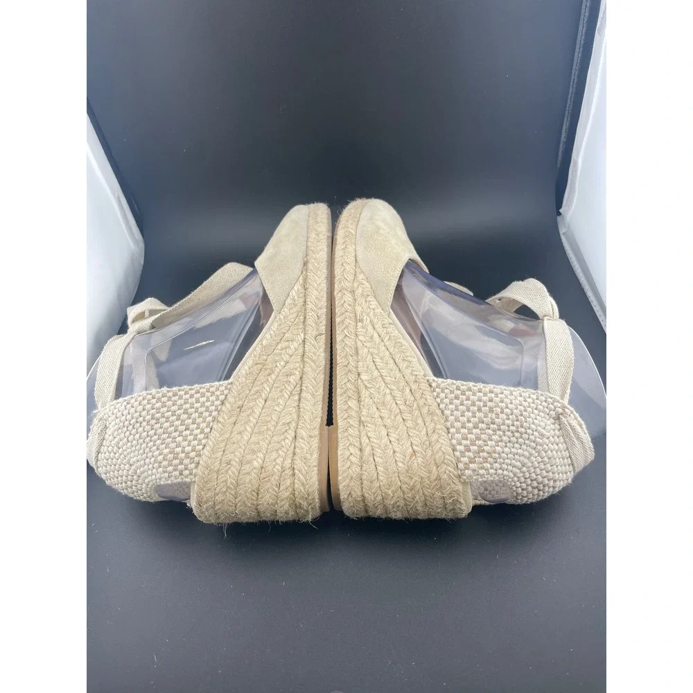 Boden Suede Lace Up Espadrille Wedges Beige Tan Ankle Tie Spain EU 39 US 8.5 9